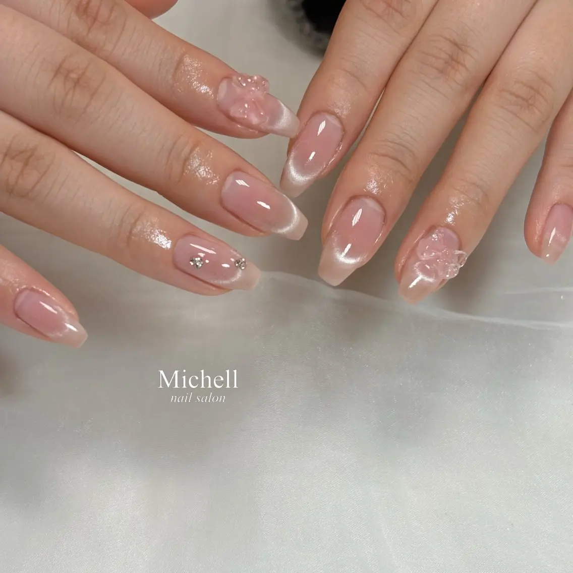 ネイル リボン ハンドネイル Michell_ dianaのネイルデザイン