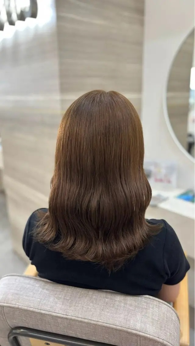 ミディアム カラー ヘアカラー トリートメント ゆうな🍒/熊谷/ ワンカラーのヘアスタイル