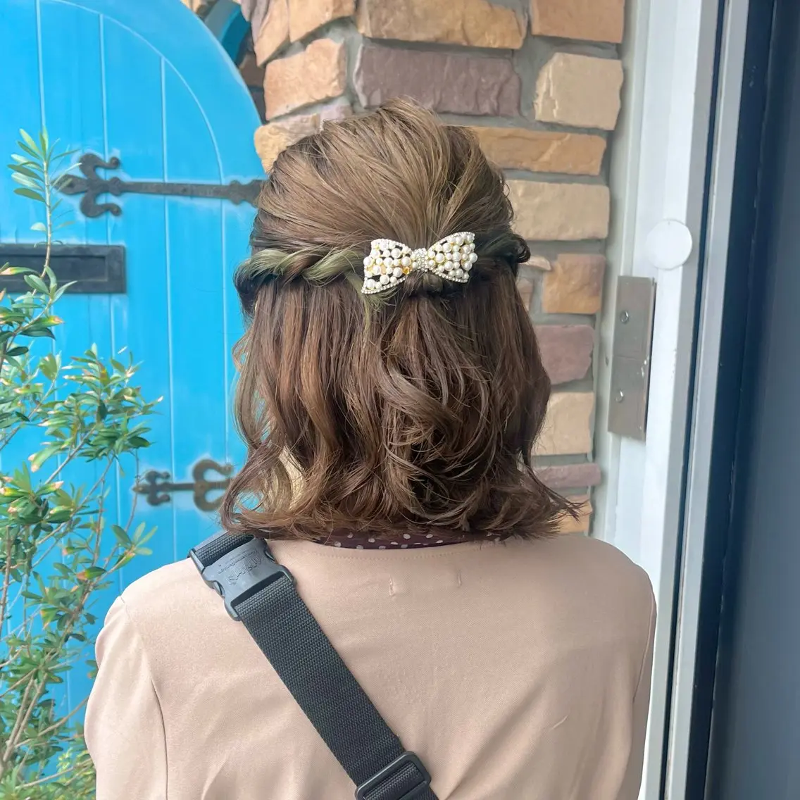 ショート ヘアアレンジ ハーフアップ ボブ ヘアセット 伊藤 玲衣のヘアスタイル