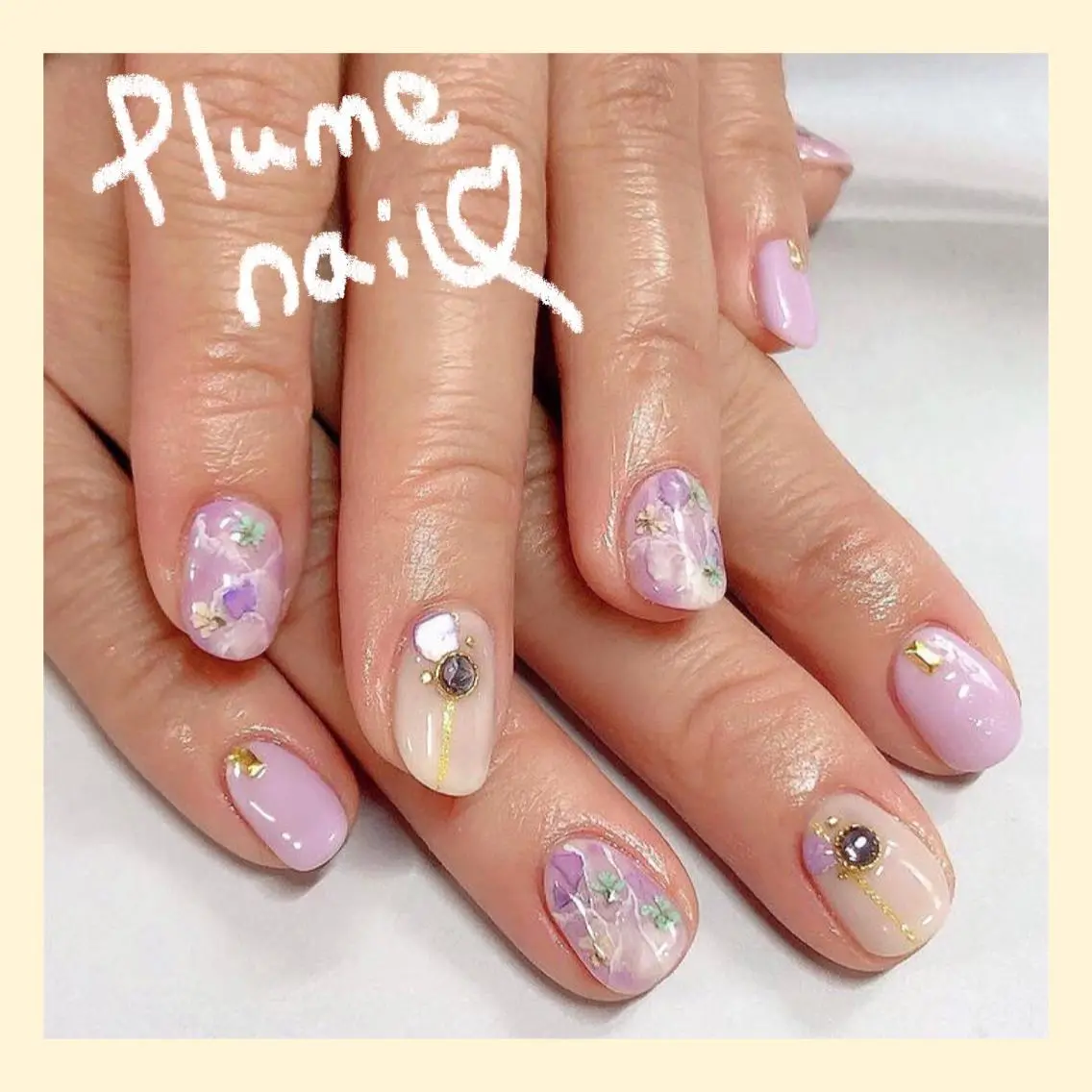 ネイル アートネイル フラワーネイル ハート キラキラネイル 韓国ネイル plume nail ☆韓国ネイルのネイルデザイン