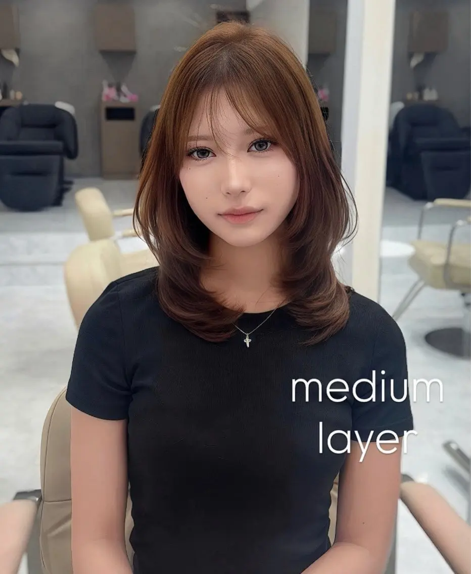 ミディアム カラー ヘアアレンジ ブラウンカラー キャラメルブラウン レイヤーカット カット ヘアカラー 加藤あいり/大人 可愛いモテカラー♡のヘアスタイル