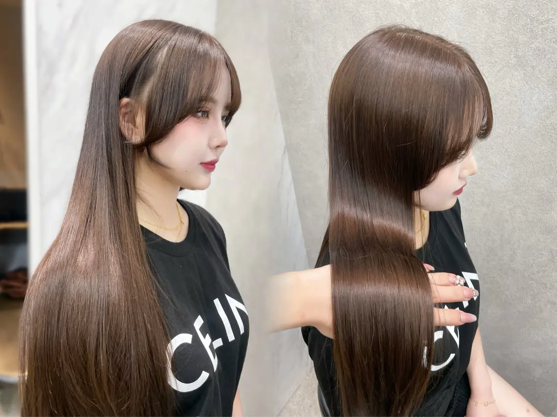 セミロング カット ヘアカラー MOE 福岡韓国ヘア✧︎のヘアスタイル