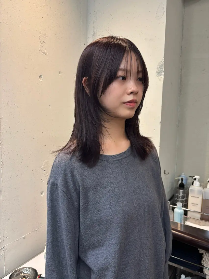 ミディアム カラー カット ヘアカラー 永田 愛莉のヘアスタイル