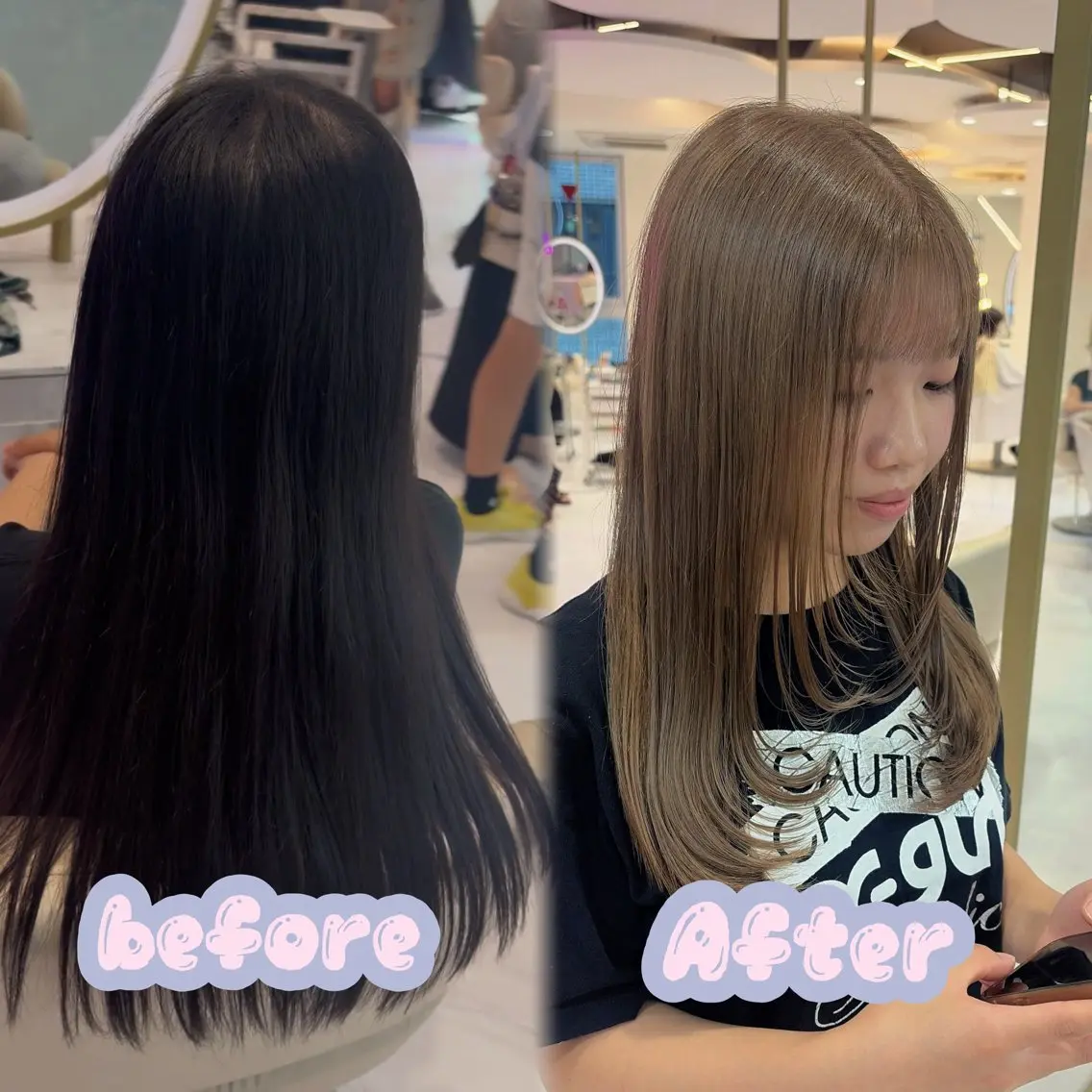 セミロング カラー 透明感カラー グレージュ カット ヘアカラー トリートメント 名駅/ハイトーン /Y2k/YUNAのヘアスタイル