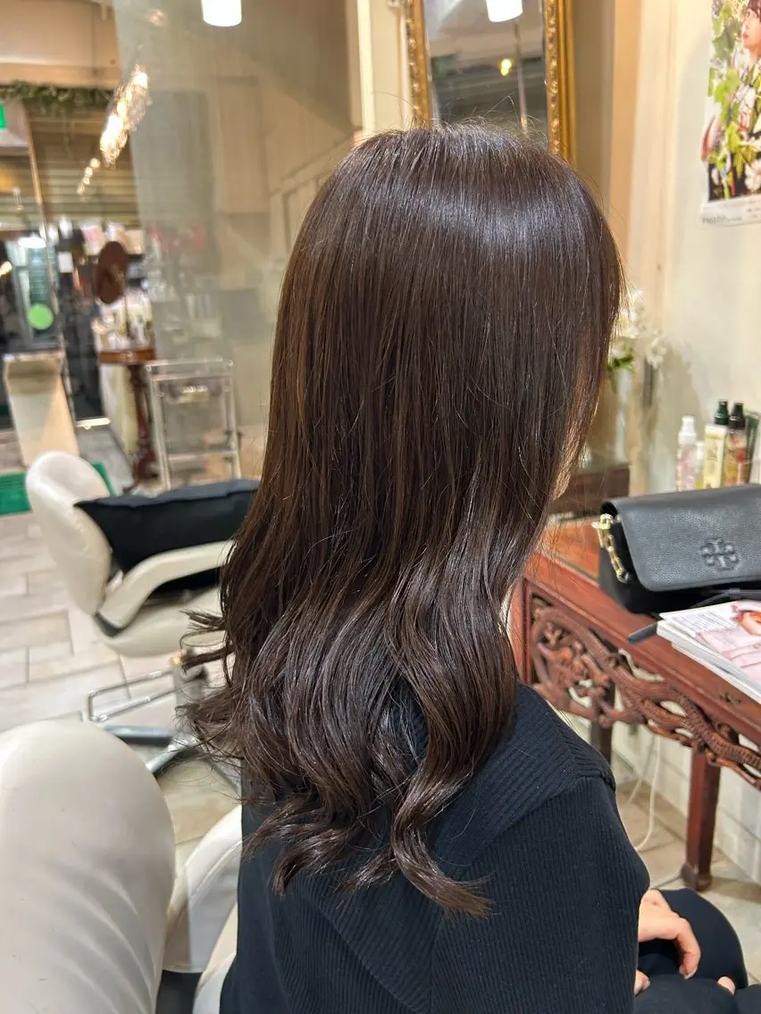 セミロング カラー タテイシ アサノのヘアスタイル