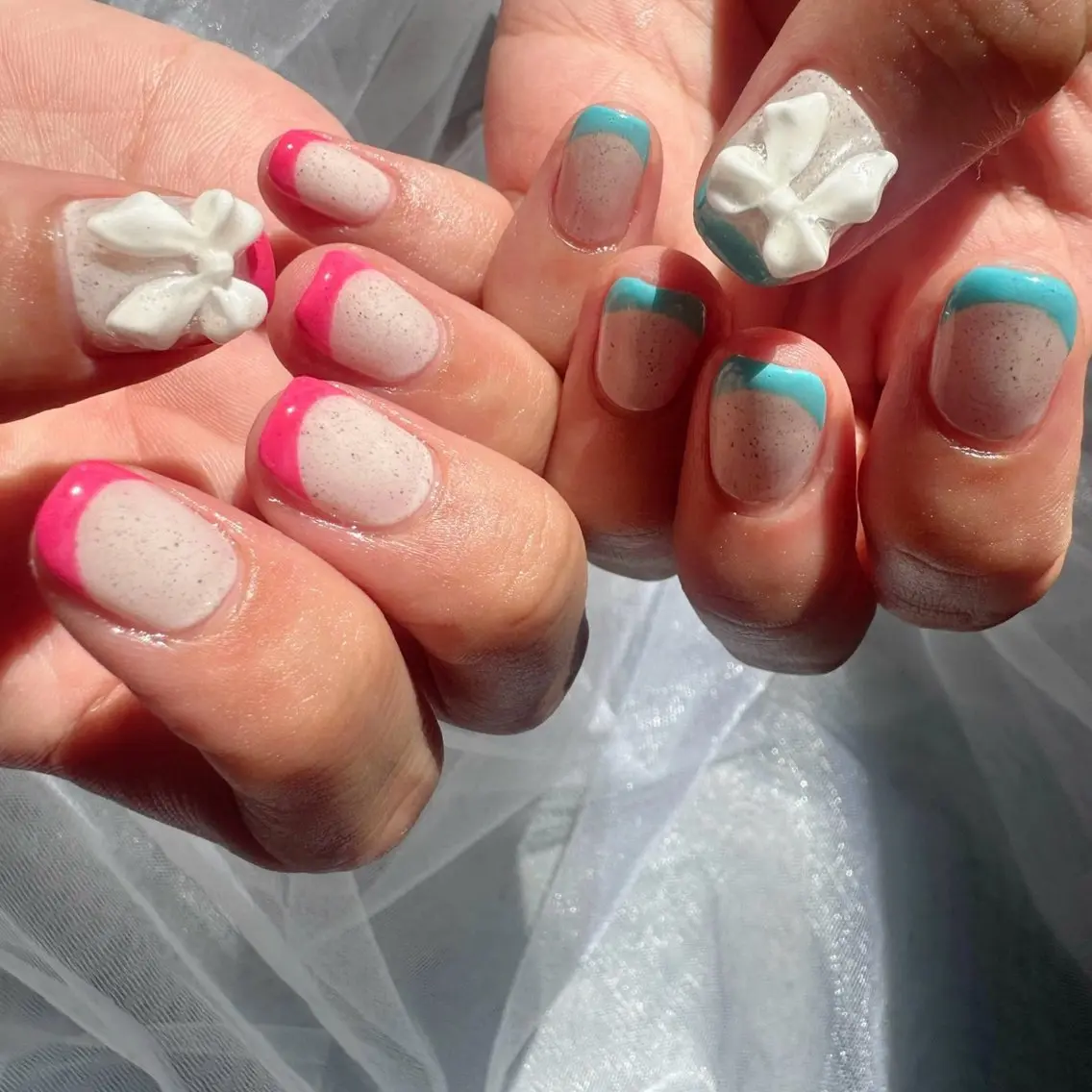 ネイル ブルー クリアネイル フレンチネイル ジェルネイル 氷ネイル・うるうるネイル 🪞KAPE NAIL 🪞のネイルデザイン