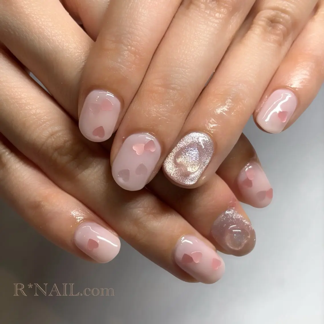 ネイル ハート ピンク 春ネイル バレンタイン ハンドネイル R*NAIL .comのネイルデザイン