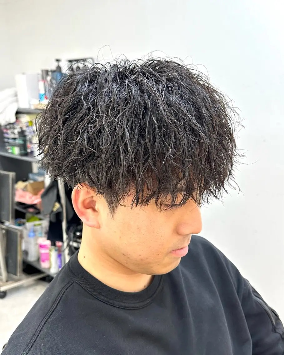 ショート パーマ メンズ マッシュ 刈り上げ 渋谷/メンズ専門 美容師🍚ふみやのヘアスタイル