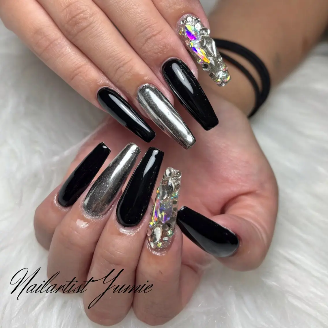 ネイル 長さ出し ミラーネイル ワンカラーネイル ストーンネイル ネイルチップ ハンドネイル NAILSALON en+沖縄市美原のネイルデザイン
