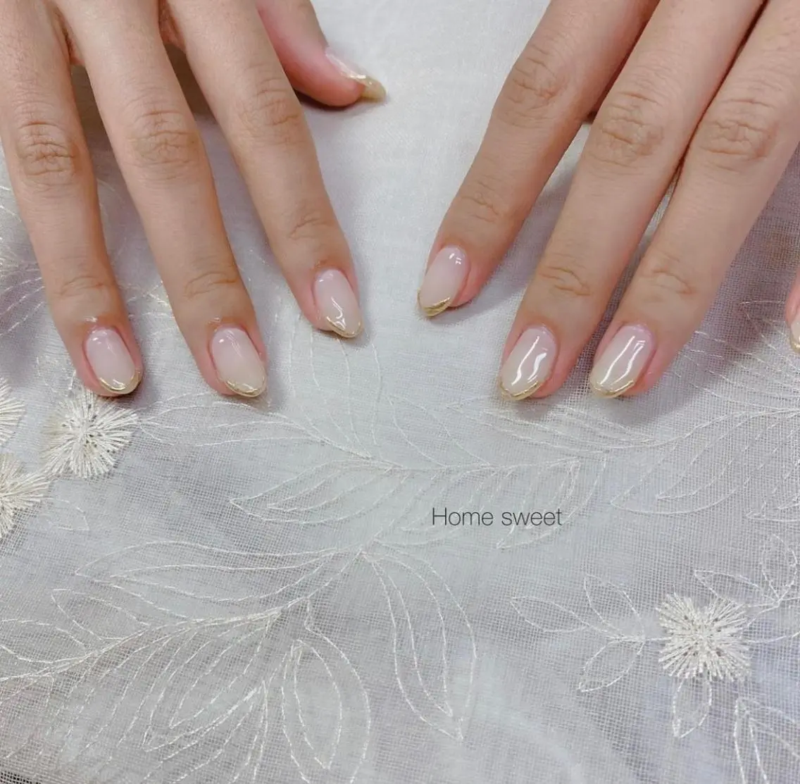 ネイル フレンチネイル ミラーネイル ショートネイル. Home sweetのネイルデザイン