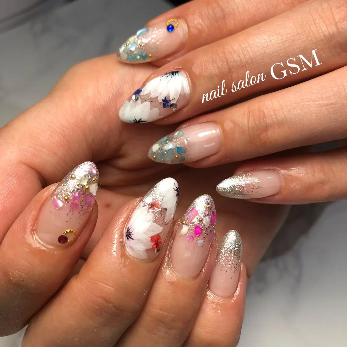 ネイル フラワーネイル 持ち込み ハンドネイル nail salon GSMのネイルデザイン