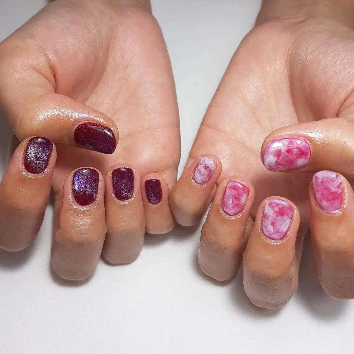 ネイル ジェルネイル マグネットネイル 大理石ネイル(マーブル) 持ち込み ショートネイル owlnail /持込みデザイン専門のネイルデザイン