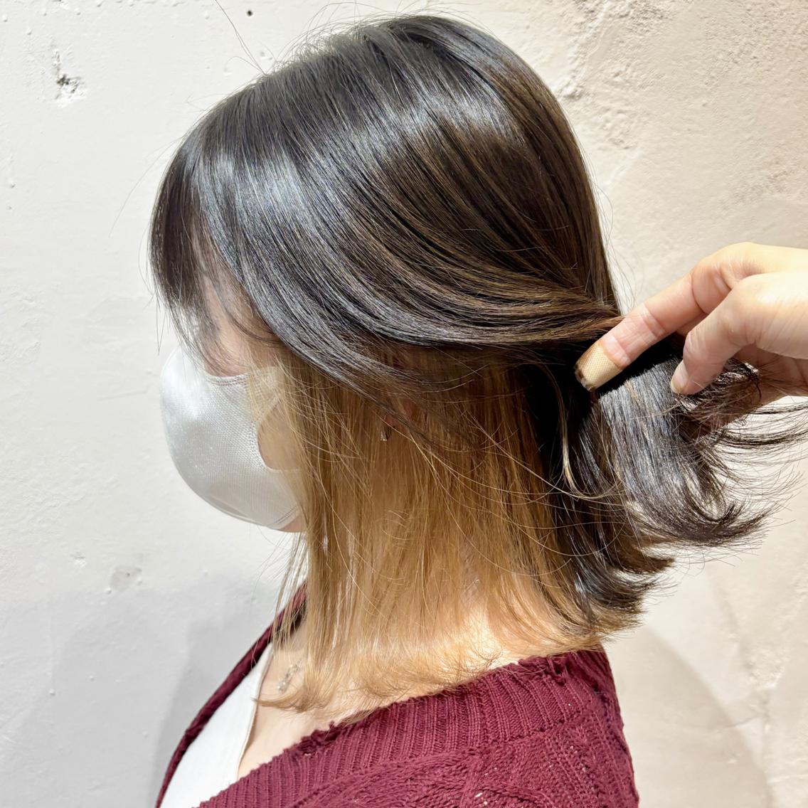 ミディアム カット ヘアカラー トリートメント 村岡春陽💙ブリーチ カラー/推しカラーのヘアスタイル