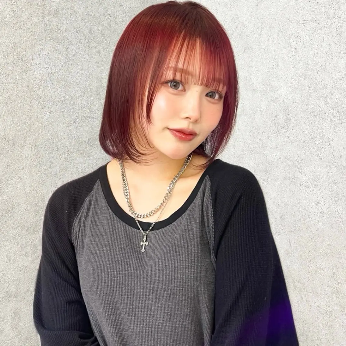 ミディアム カラー レッドカラー 髪質改善 カット ヘアカラー 🎀ミルクティー/暖 色×レイヤー/マリアのヘアスタイル