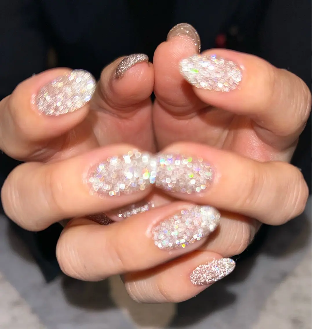 ネイル ワンカラーネイル mellow:ｸﾙﾐ ﹡˖˟༝🎀˖˟ ༝のネイルデザイン