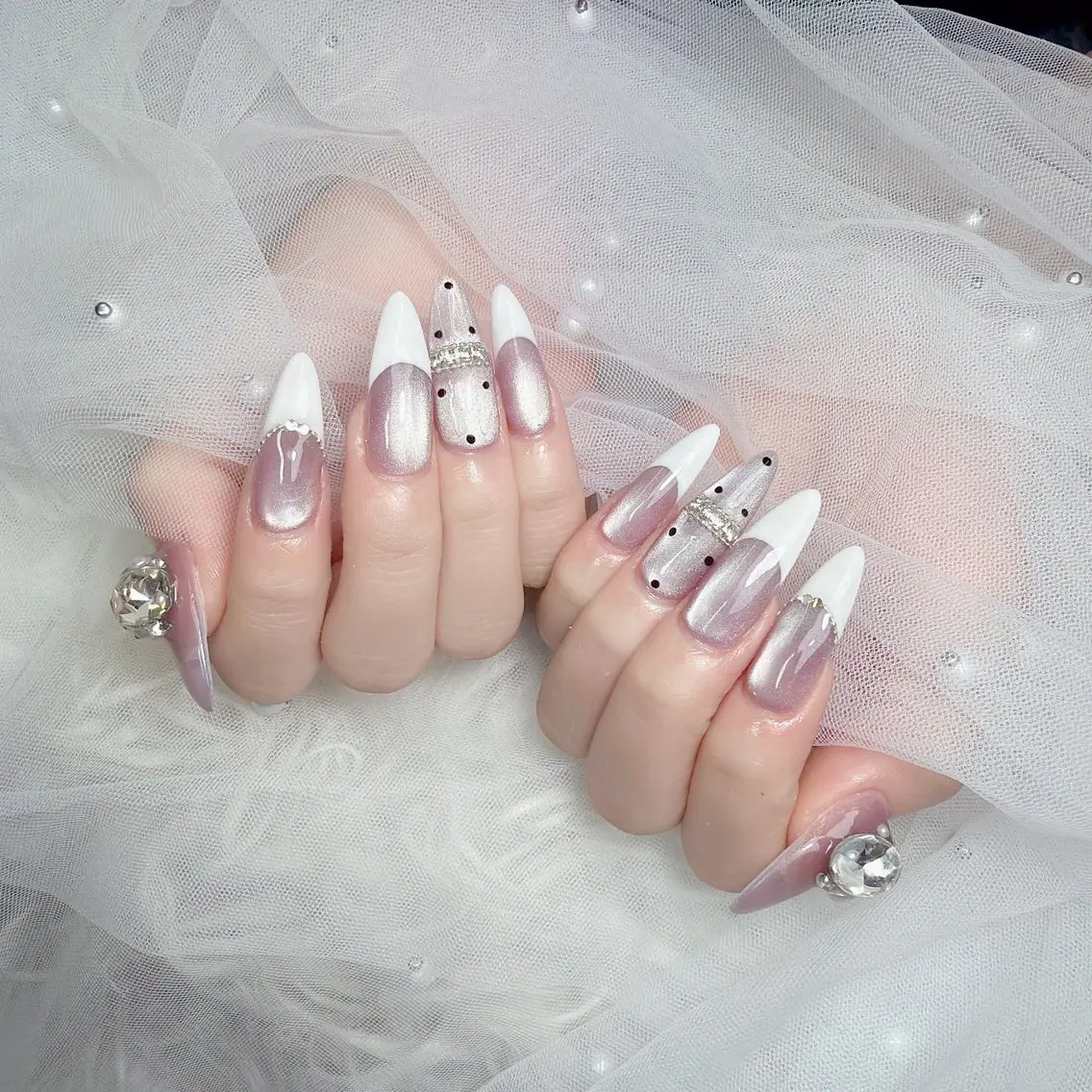 ネイル アートネイル ジェルネイル 韓国ネイル リボン ワンホンネイル ハンドネイル Lana Nailのネイルデザイン