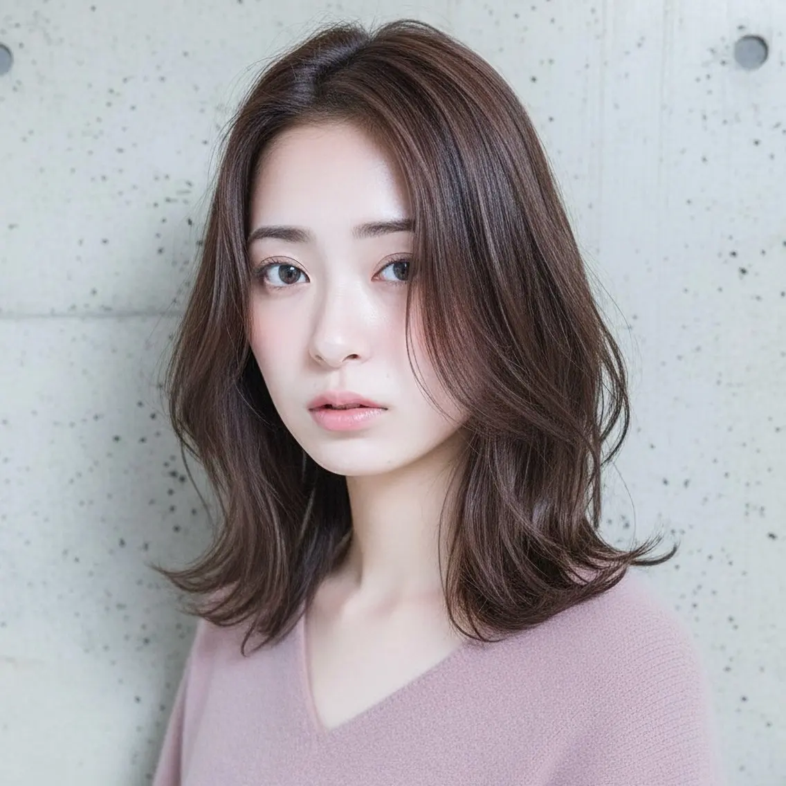 ミディアム カット ヘアカラー ハッシュカット 田窪珠妃のヘアスタイル
