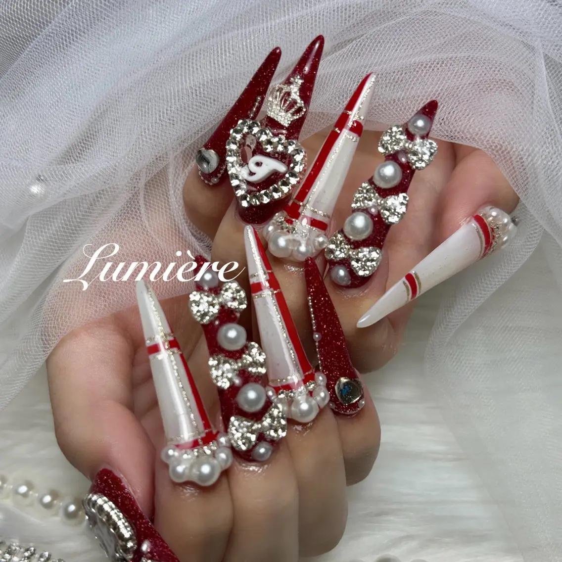 ネイル ロングネイル スーパーロングネイル ハンドネイル Lumière| ロング|ワンホンのネイルデザイン
