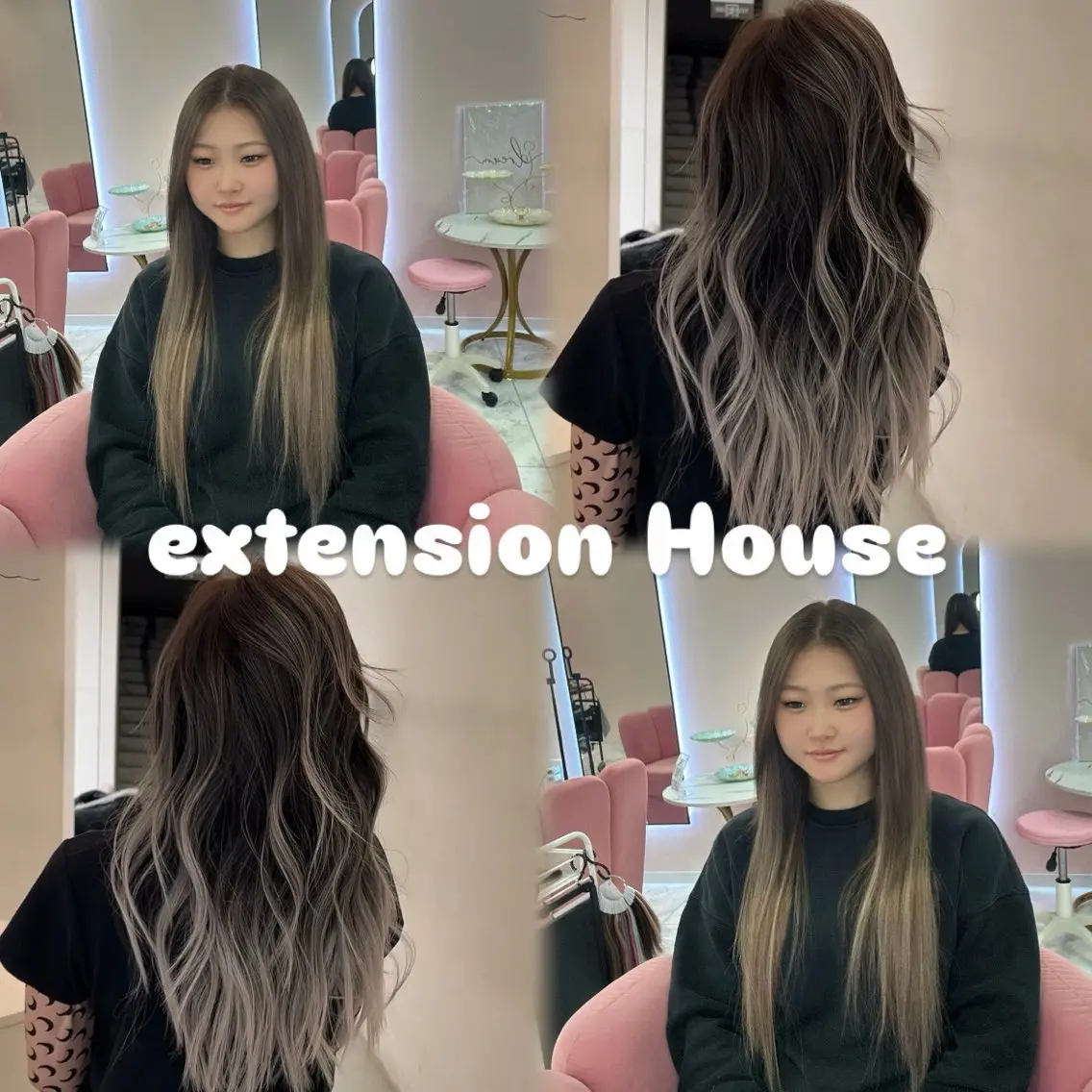 ロング エクステ ハイライト レイヤーカット カット エクステ シールエクステの女神 🍑Momo🍑のヘアスタイル