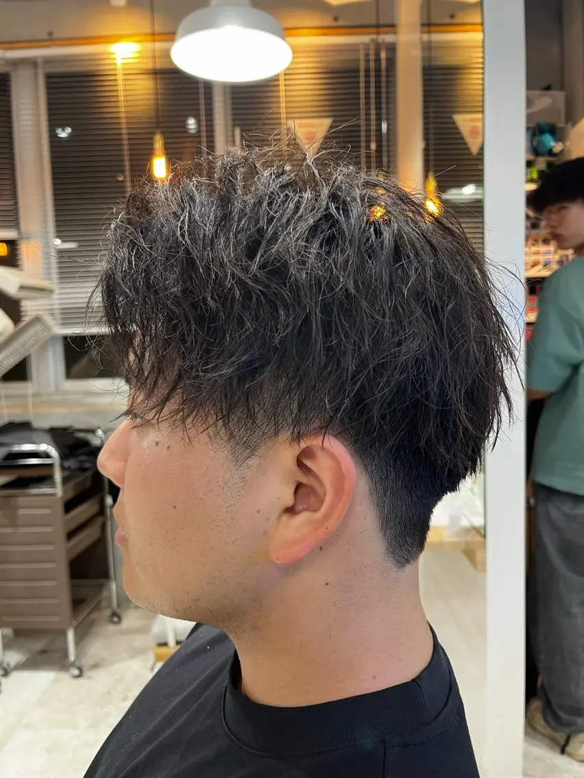 ショート メンズ アップバング メンズカット パーマ/稲葉のヘアスタイル
