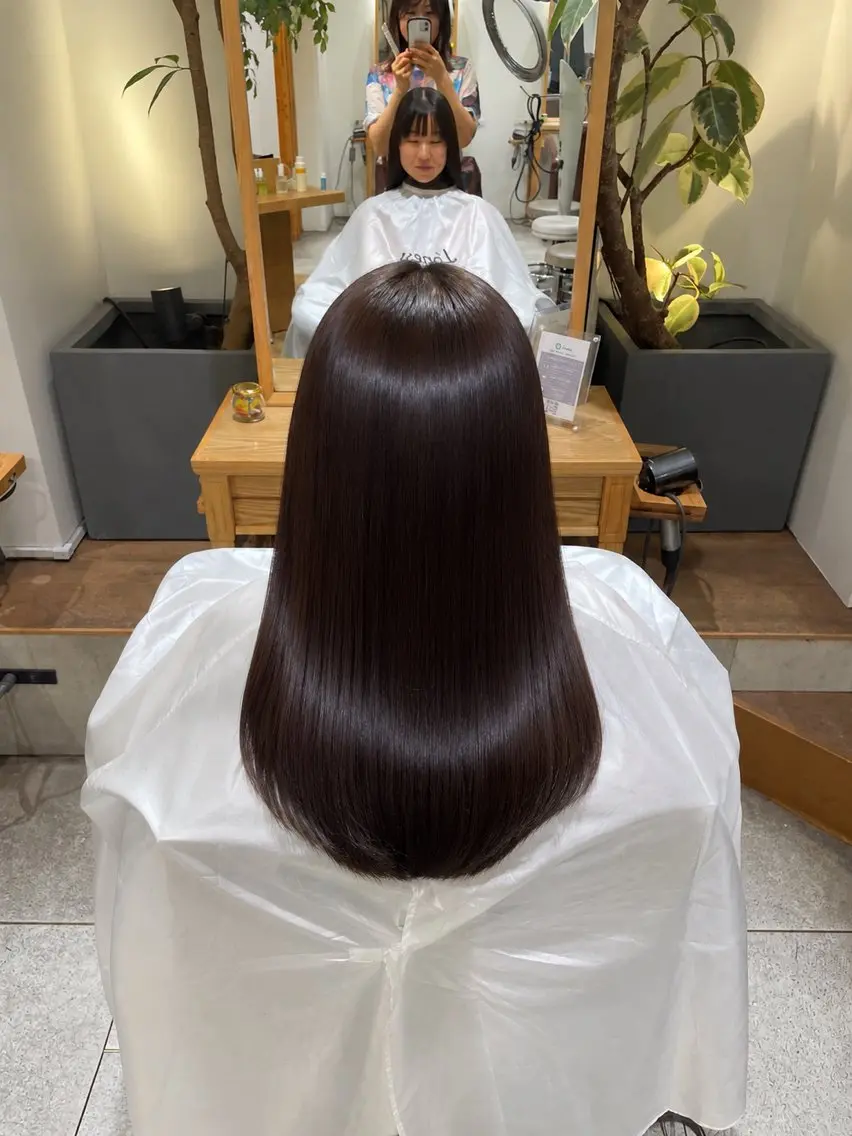 セミロング カラー パーマ ストレートパーマ 縮毛矯正 トリートメント ヒナ/酸性ストレート /レイヤーカットのヘアスタイル