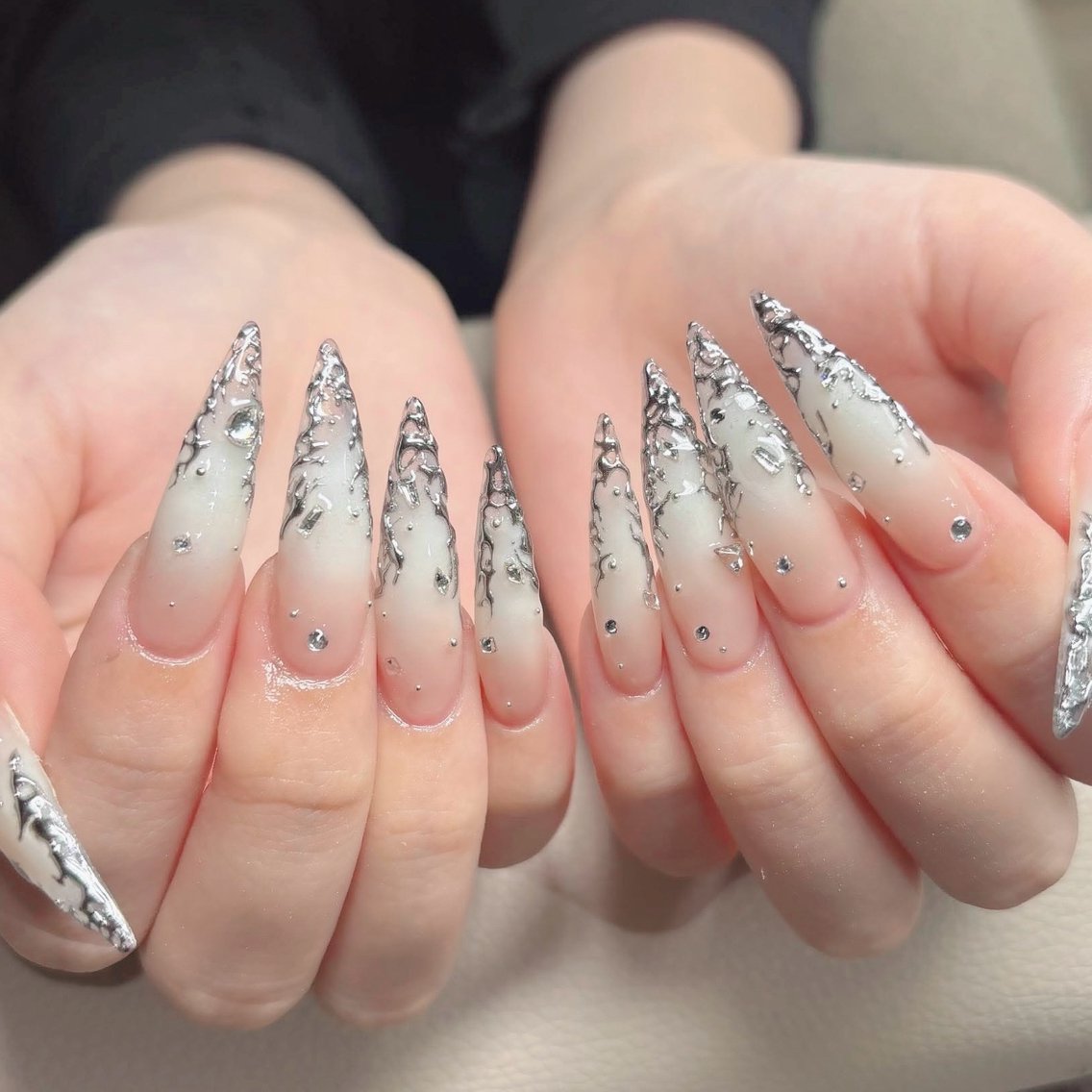 ネイル フットネイル フレンチネイル グラデーション 韓国ネイル ロングネイル ハンドネイル Hani Nail Salonのネイルデザイン