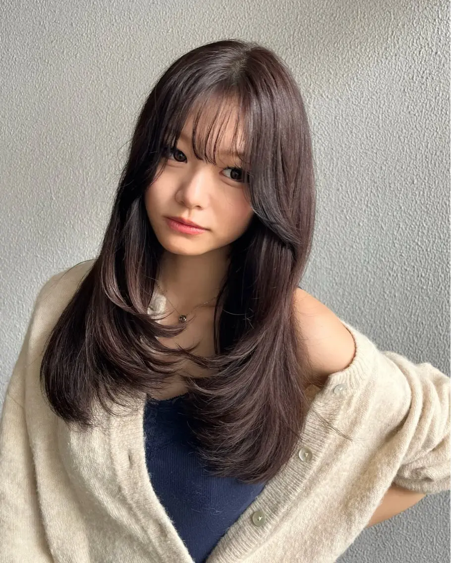 セミロング カラー レイヤーカット ボブパーマ/縮毛矯正 /かわいい/せき🫧のヘアスタイル