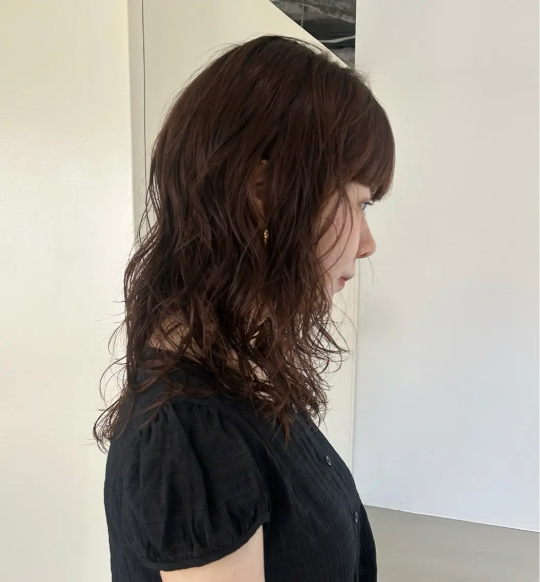 セミロング パーマ ヘアアレンジ セミロングパーマ カット パーマ 🎀suzuna 透明感colorのヘアスタイル