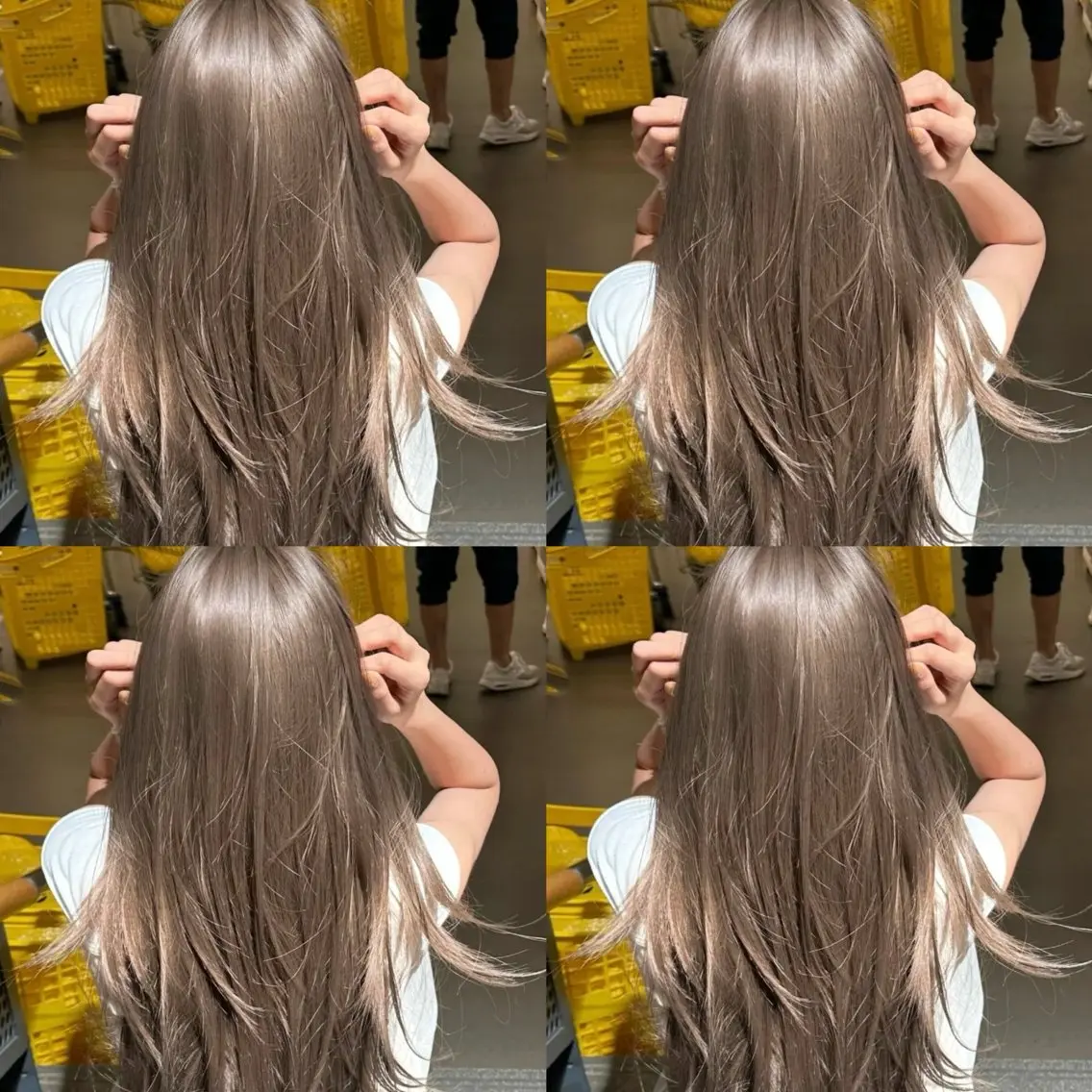 ミディアム カット ヘアカラー トリートメント 透明感♡グレージュ ♡ミルクティー♡のヘアスタイル
