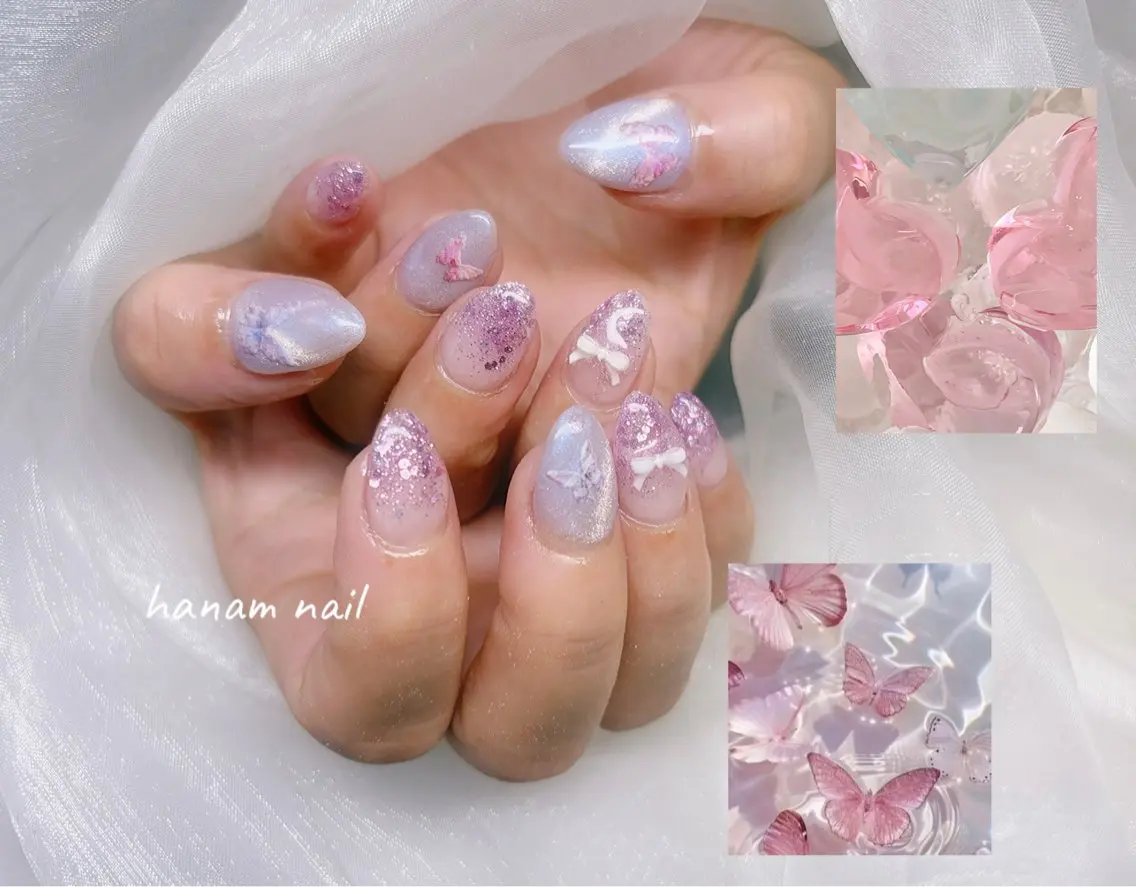 ネイル ハンドネイル hanam nail 🌿🩵ハナムネイルのネイルデザイン