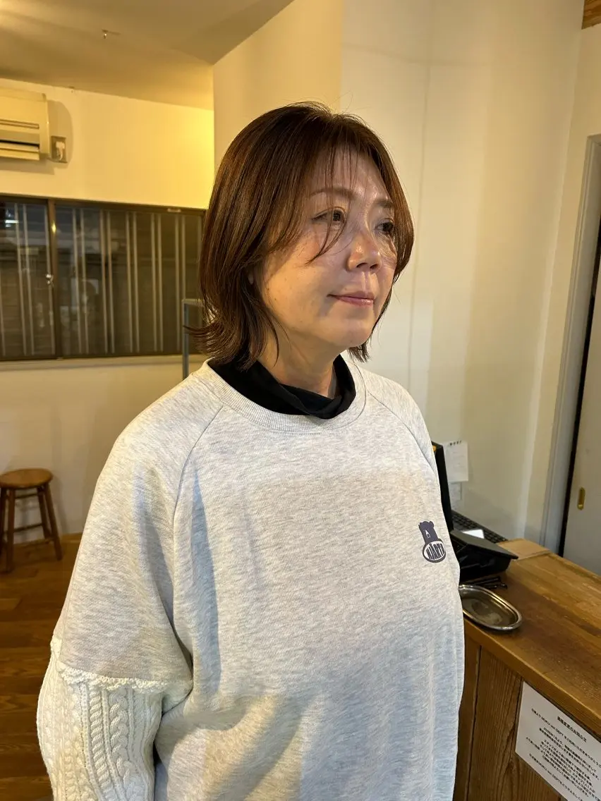 ショート ボブレイヤー ボブ くびれヘア 顔周りカット レイヤーカット ムナカタ アカリのヘアスタイル