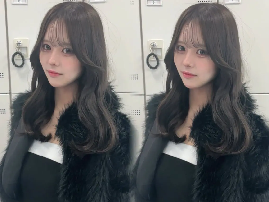 ロング 顔周りカット 韓国風ヘア レイヤーカット カット ヘアカラー トリートメント 顔まわりレイヤー/諒 オリーブカラー/天神のヘアスタイル