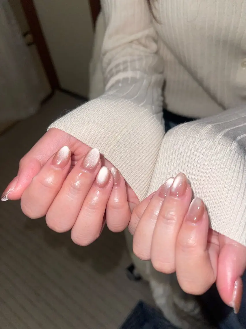 ネイル 長さ出し フレンチネイル 韓国ネイル マグネットネイル マグネットフレンチ sun nail池袋 モデル募集のネイルデザイン