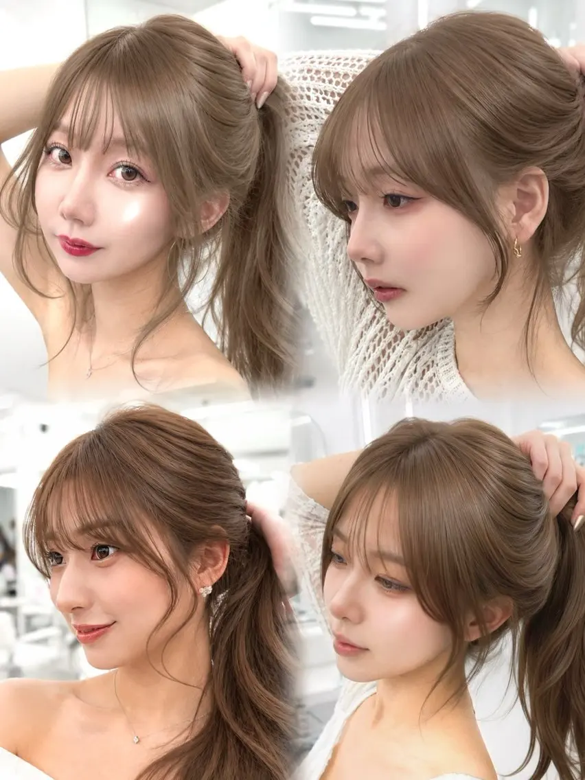 ロング カラー カット トリートメント ヘッドスパ ヘアセット 盛れる顔周り✨韓国 レイヤーkanatoのヘアスタイル