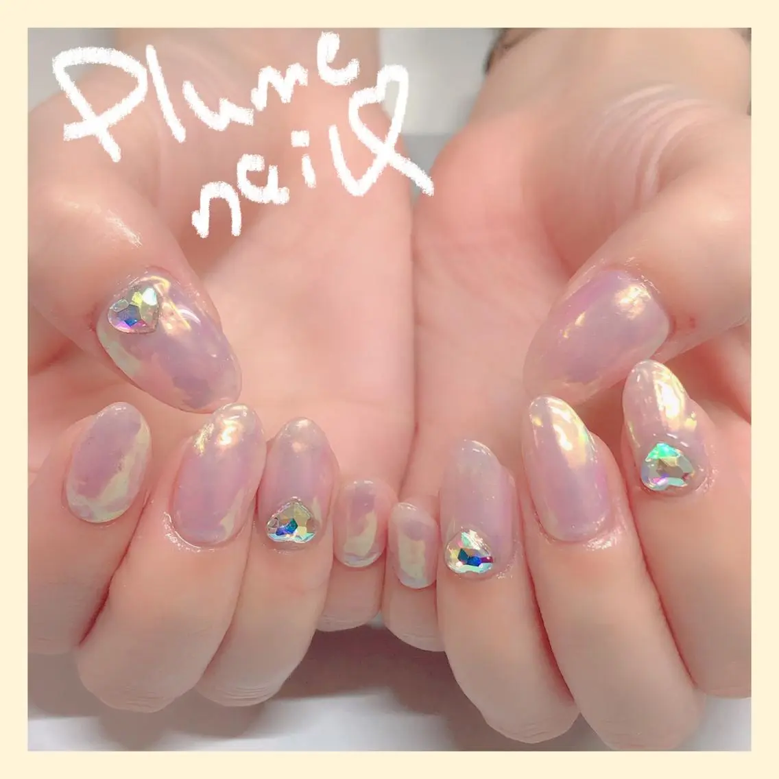 ネイル アートネイル オーロラネイル ハート キラキラネイル 韓国ネイル plume nail ☆韓国ネイルのネイルデザイン