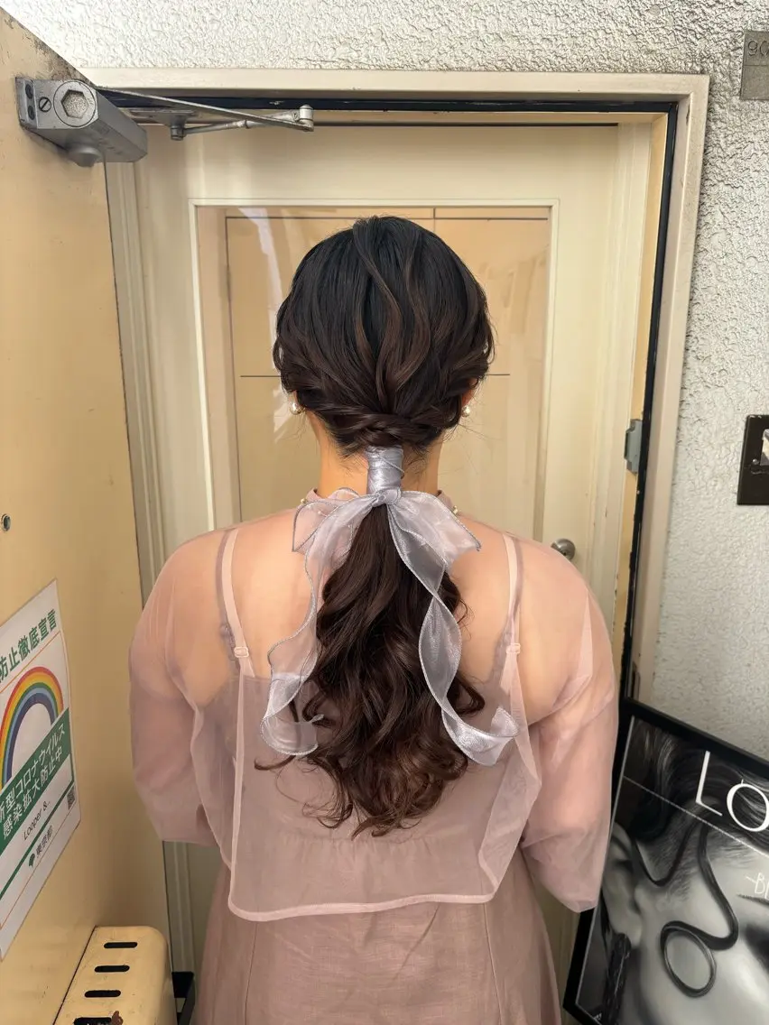 ヘアセット💐結婚式やイベント、花火大会前に🌷どんな髪型でも一律料金◎早朝料金、ロング料金なし、持ち込みデザインOK✨の写真