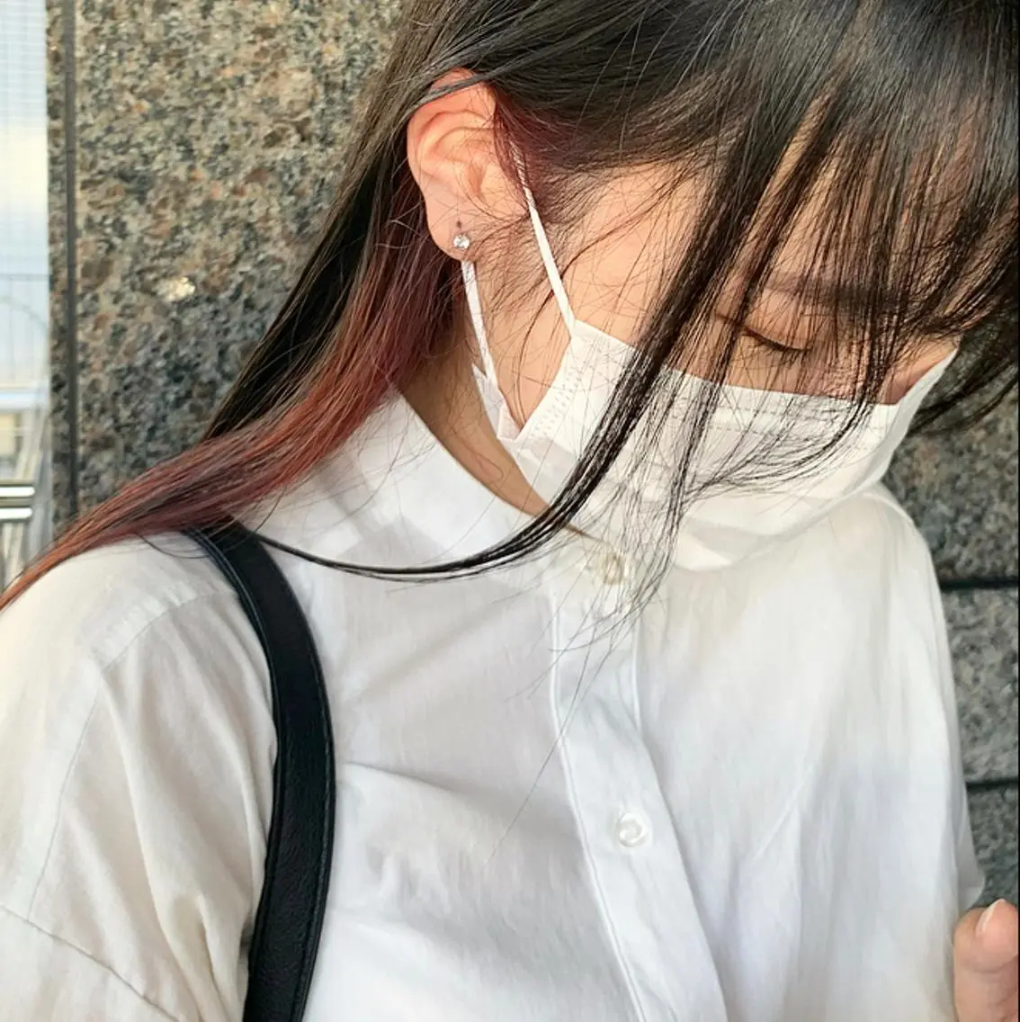 ロング カラー インナーカラー ピンクカラー ハイトーン🤍 古江 実夢のヘアスタイル