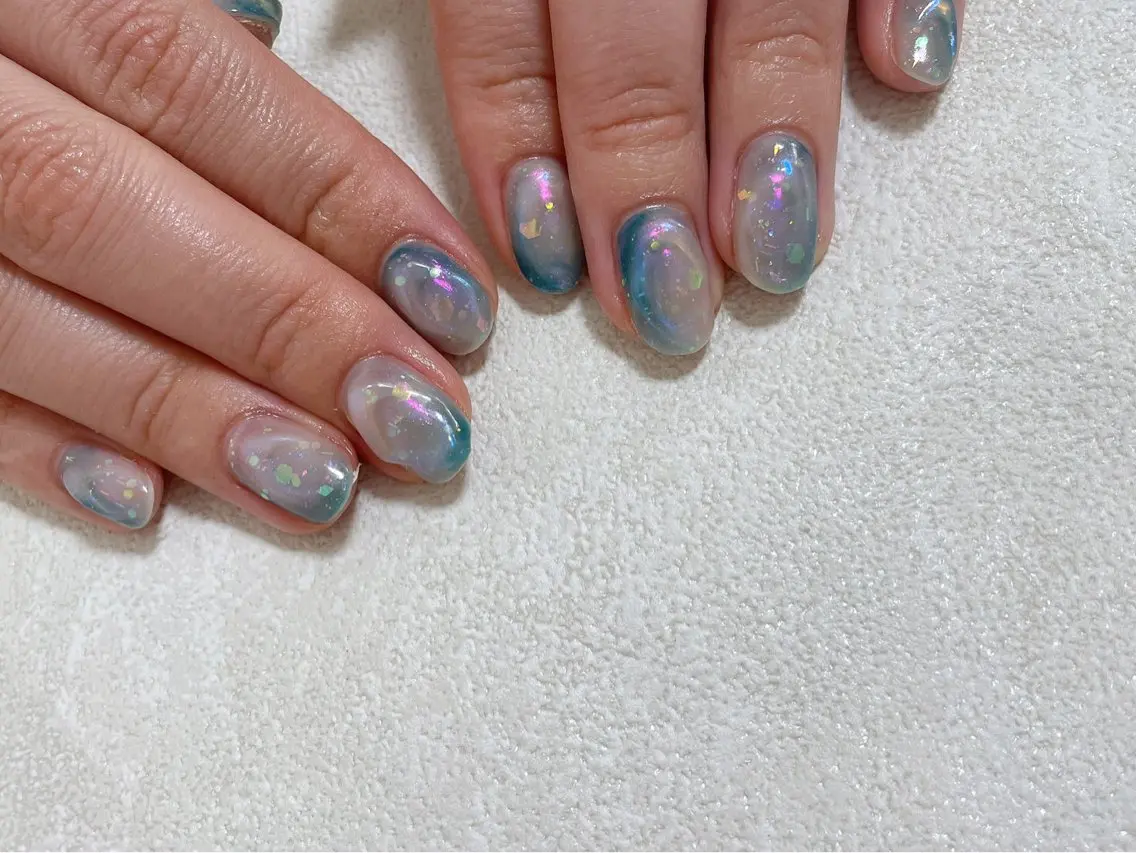 ネイル オーロラネイル フットネイル フレンチネイル ジェルネイル マグネットネイル ハンドネイル kiki nail &brow二子玉川のネイルデザイン