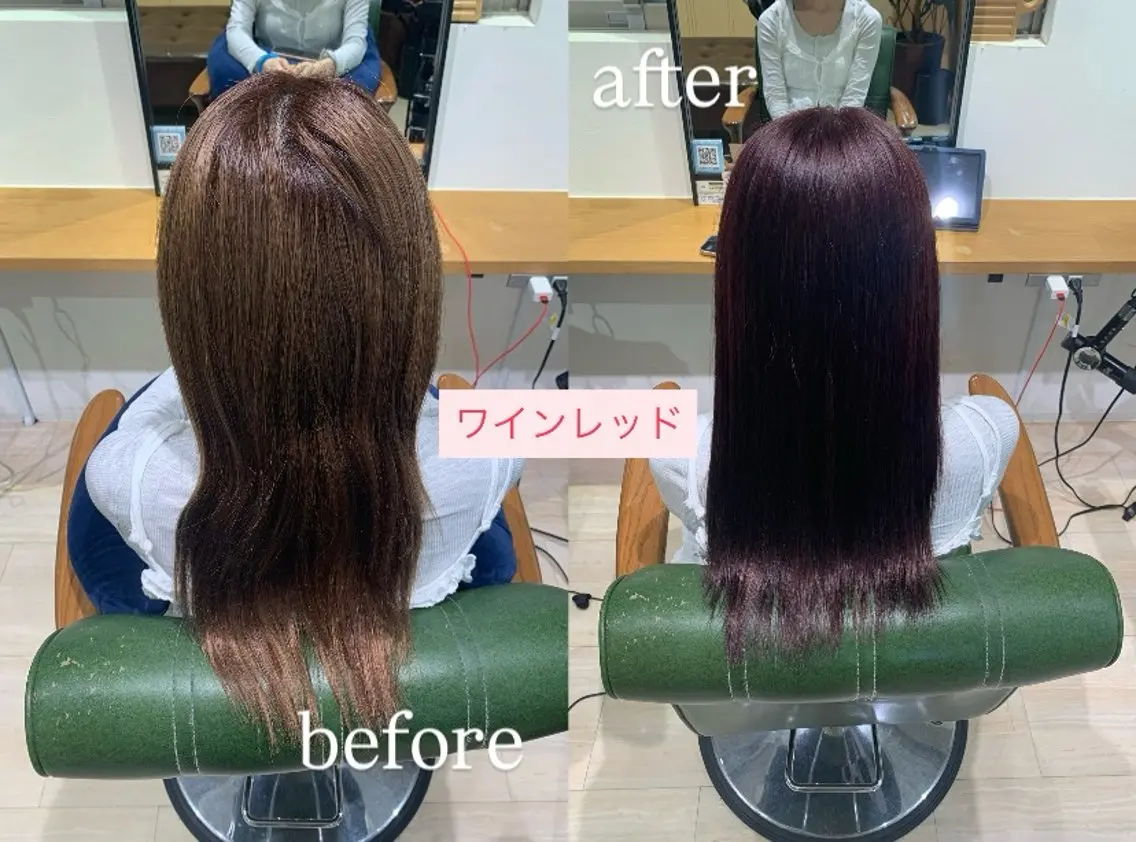 セミロング カラー レッドカラー 髪質改善パラッチ MIKAのヘアスタイル