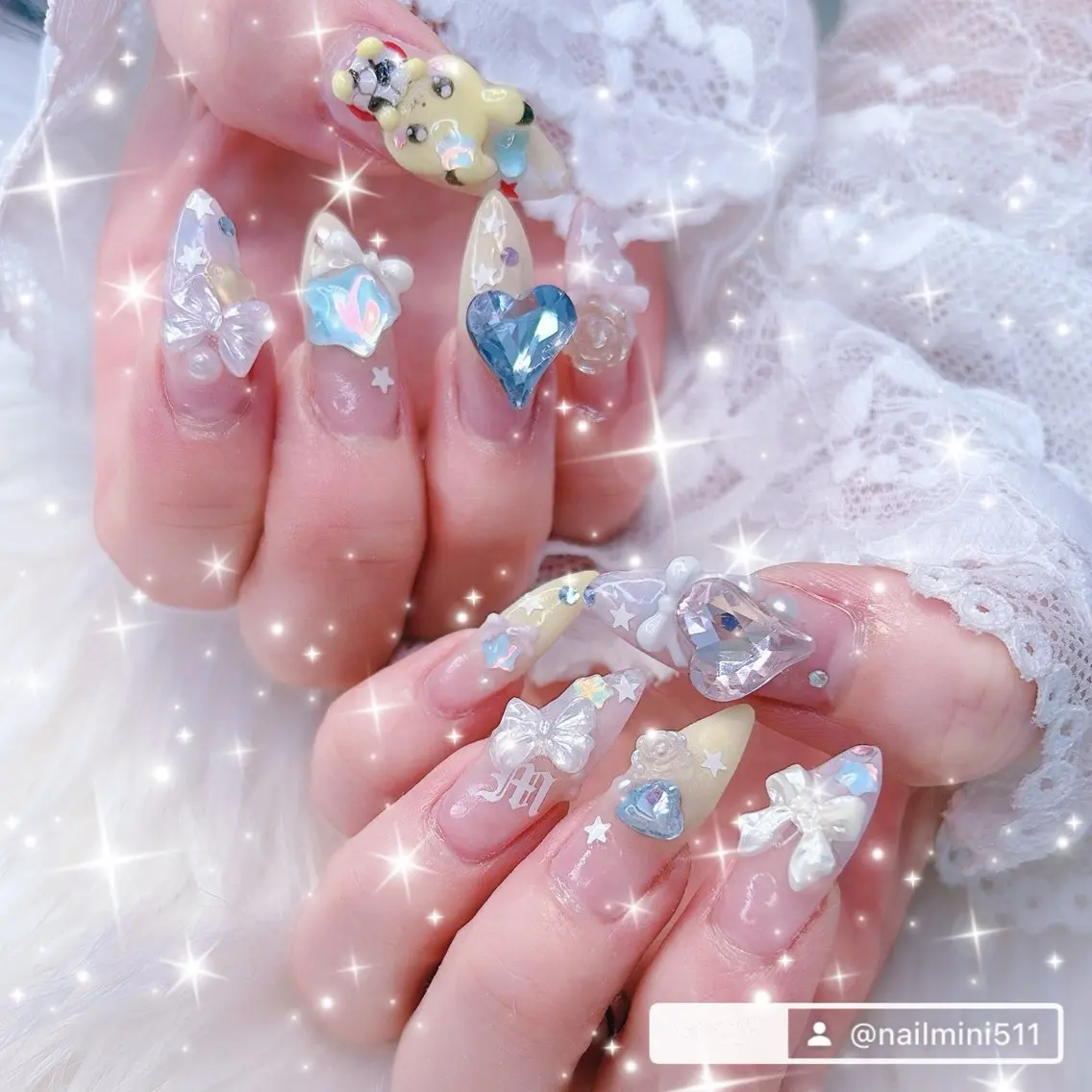 ネイル クリアネイル フレンチネイル ガーリー ロングネイル ネイルチップ ハンドネイル ハンドケア mini nailのネイルデザイン