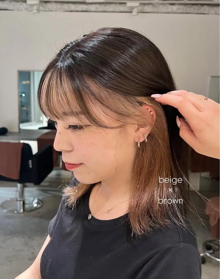 カラー ミストバング フェイスフレーミング よしえ /心斎橋美容室のヘアスタイル