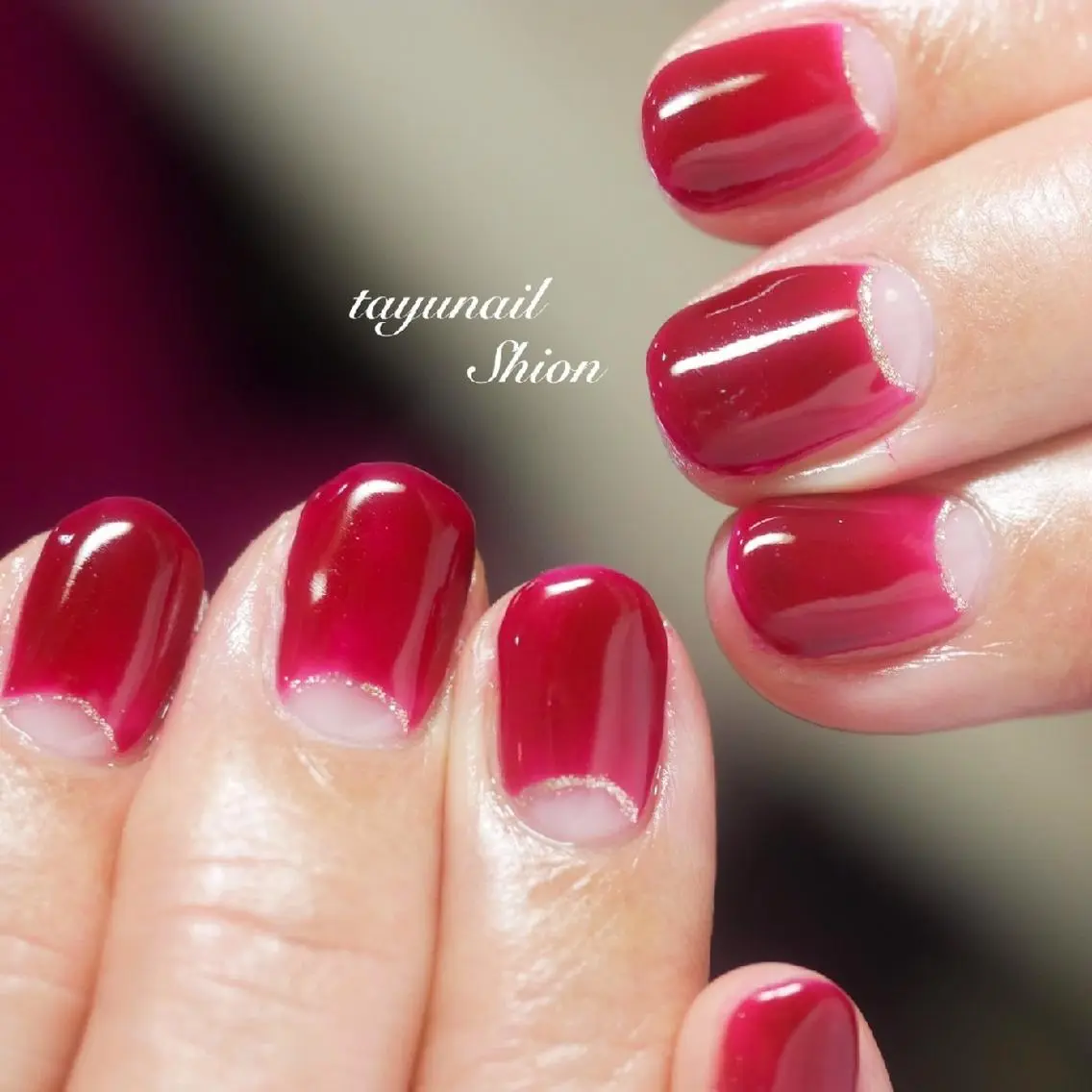 ネイル ブルー フレンチネイル ジェルネイル ゴールド パラジェル ネイルサロン 【たゆnail】のネイルデザイン