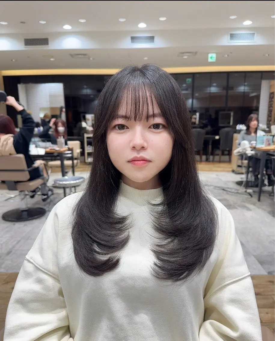 ロング カット ヘアカラー トリートメント 銀座/レイヤー 顔周りカット溝手優太のヘアスタイル
