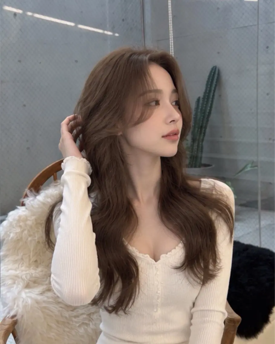 ロング ハッシュカット 韓国風ヘア レイヤーカット トリートメント カット pia 薬院のヘアスタイル