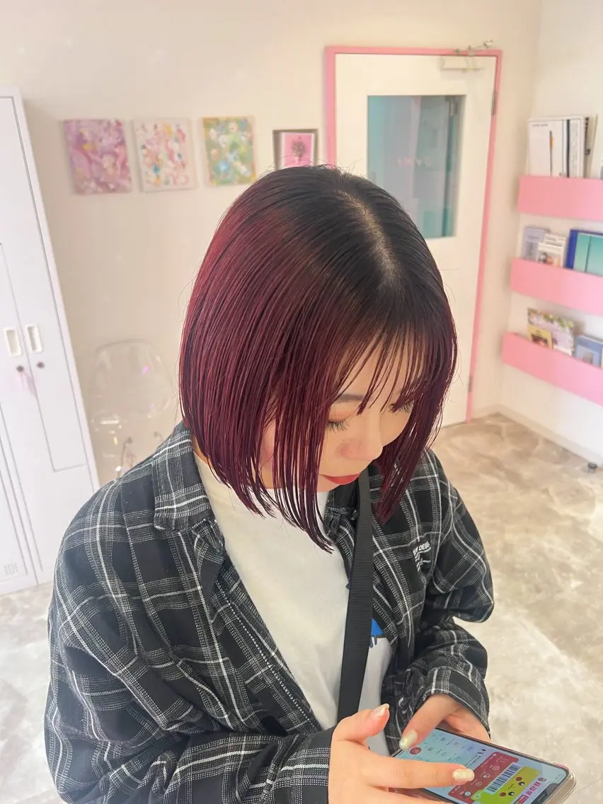 ショート カラー ヘアカラー トリートメント 🎀ピンクベージュ/ 梅田/茶屋町🎀のヘアスタイル