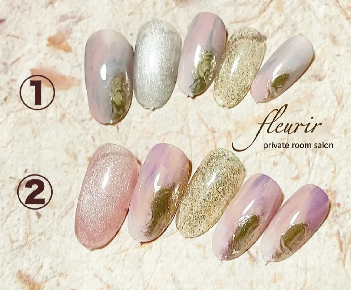 🆕新規割:期間限定のSALE【ベーシックなニュアンス:オフ無し】ニュアンス、マグネット、フラッシュラメ、ミラーアートの写真
