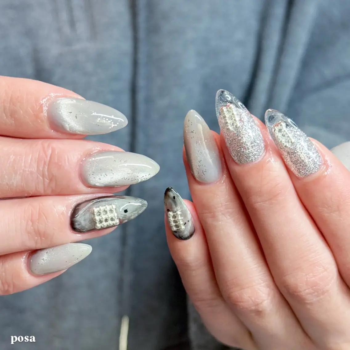 ネイル クリアネイル ニュアンスネイル シンプルネイル ハンドネイル posa nail モエミのネイルデザイン