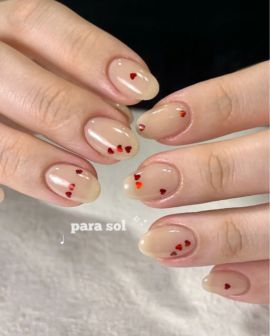 ネイル ハート ホログラムネイル ワンカラーネイル シンプルネイル ハンドネイル フットネイル Para Sol nail　Maoのネイルデザイン