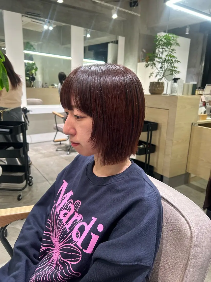 ショート カラー ボブ レイヤーカット 結衣/ 無料カットモデル🎀のヘアスタイル