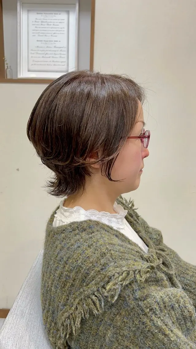 ショート パーマ ショートヘア 縮毛矯正 デジタルパーマ むらたナチュラルパー マ🌀透明感カラーのヘアスタイル